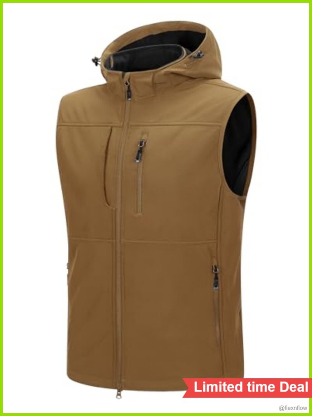 Men's Lightweight Softshell Vest Hooded Waterproof Windproof Golf Outdoor